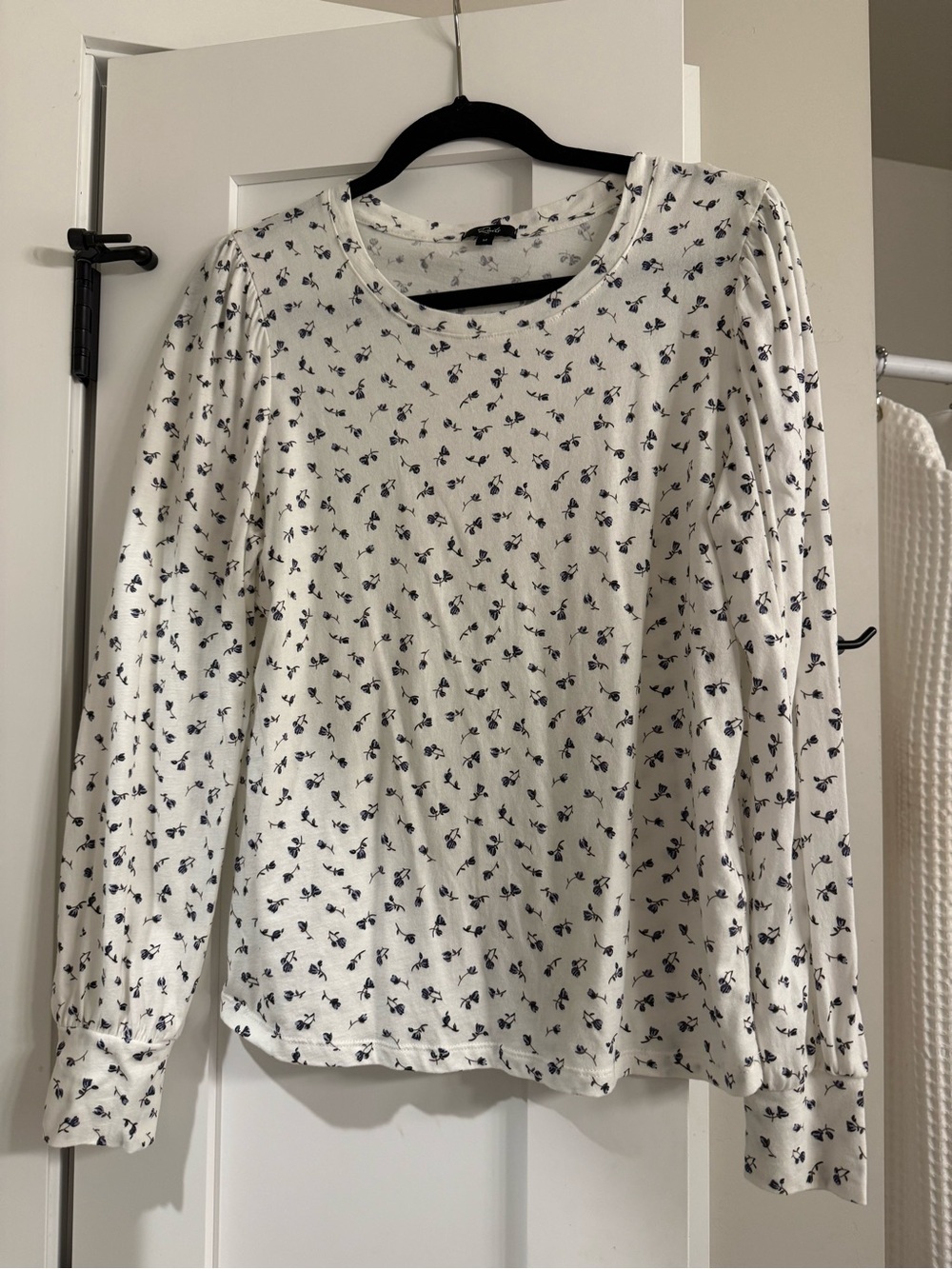 Rails Women’s Cream Long-Sleeve Tee with Black Floral Print